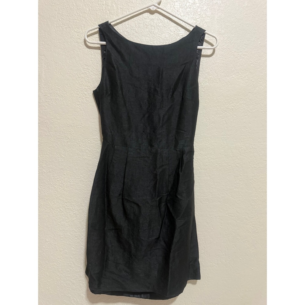 Leona by Lauren Leonard Black 100% Silk Open‎ Back Button Mini Dress Womens 2